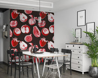 Ruby Retro wall mural showing apples citrus figs and berry motifs