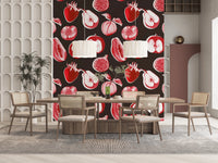 Dining area featuring Ruby Retro wall mural with apples pears and citrus