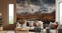 Misty slopes settle into a Living room with Mountain Flow wall mural.GD9534