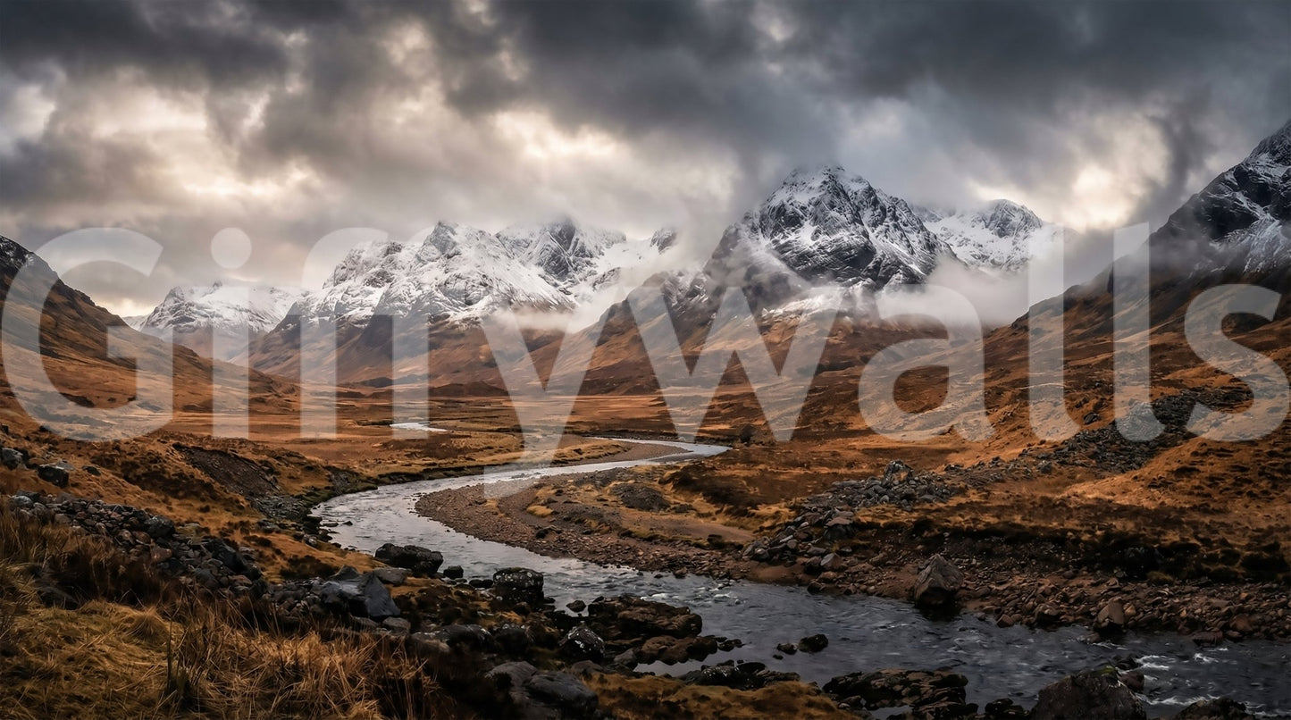 Soft mist drapes the ridges within Mountain Flow wall mural.GD9534
