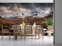Cinematic skies frame a Dining room through Rugged Mountain Flow wall mural.
GD9534