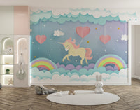 Unicorn and clouds wallpaper design
