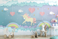 Running Unicorn with Clouds Wallpaper - Giffywalls