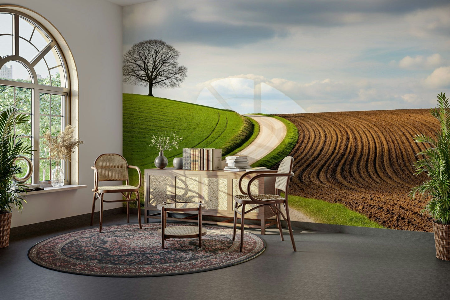 An artistic nature inspired mural for home decor.

