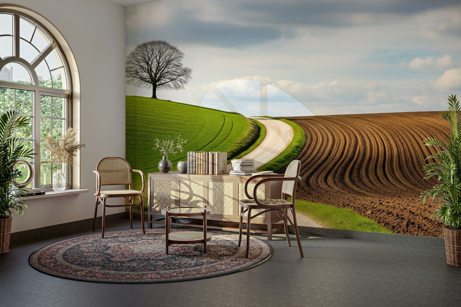 An artistic nature inspired mural for home decor.

