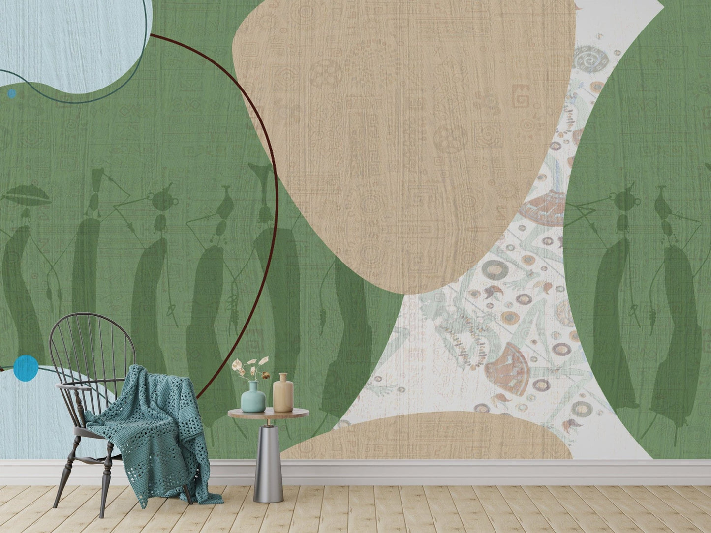 Earthy tones tribal pattern wallpaper D268
