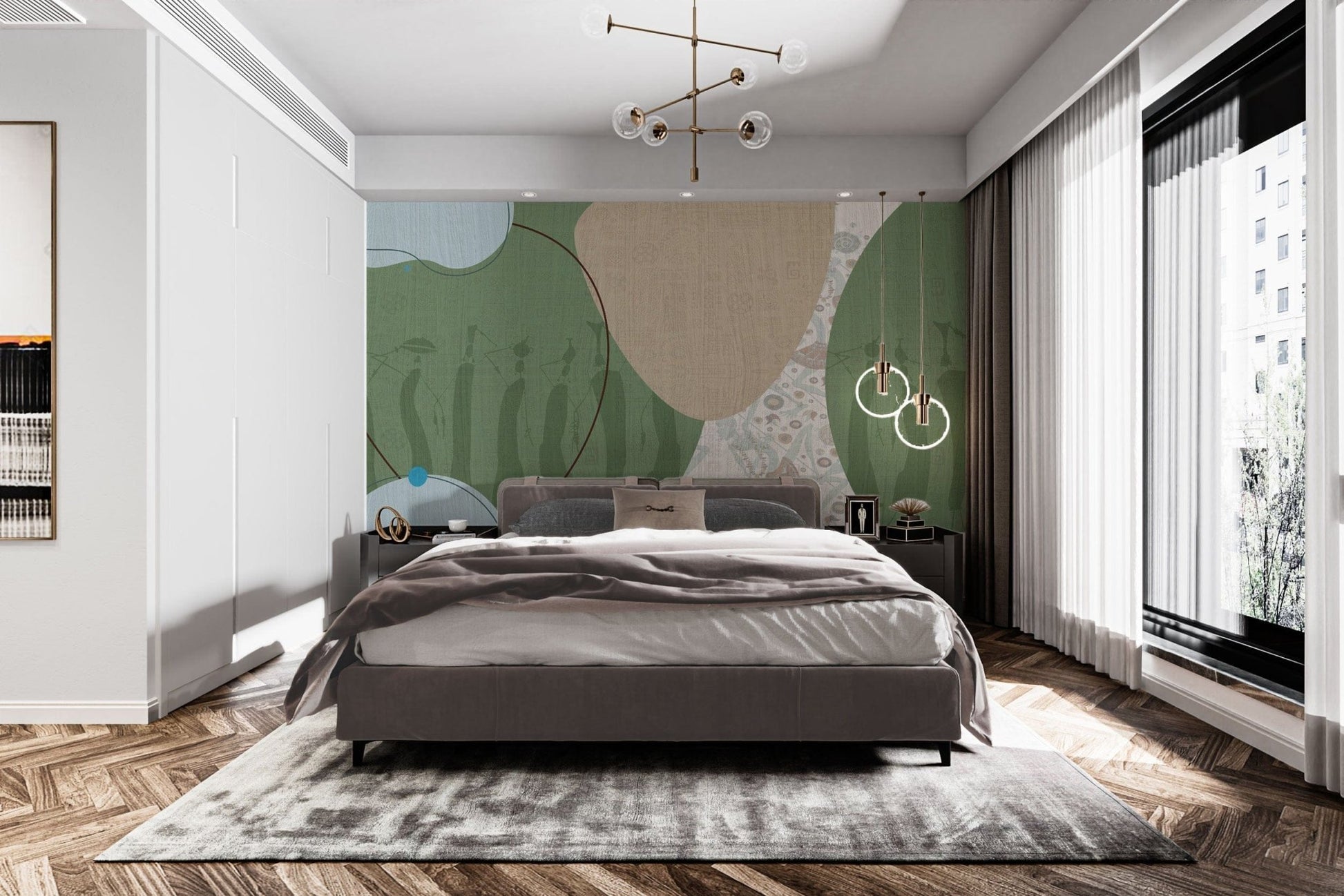 Modern abstract tribal wall mural D268
