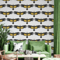 Rustic Andean Condor Flock White Wallpaper⁠