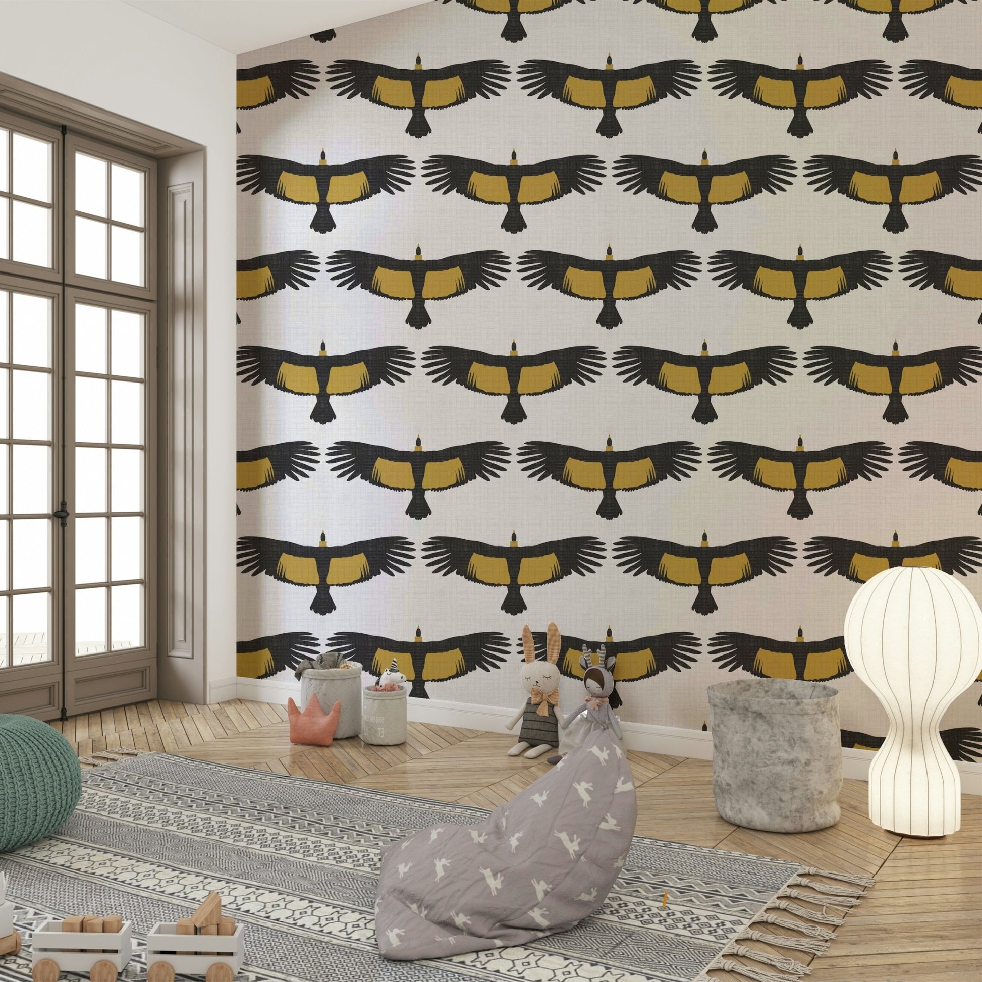 White bird wallpaper mural
