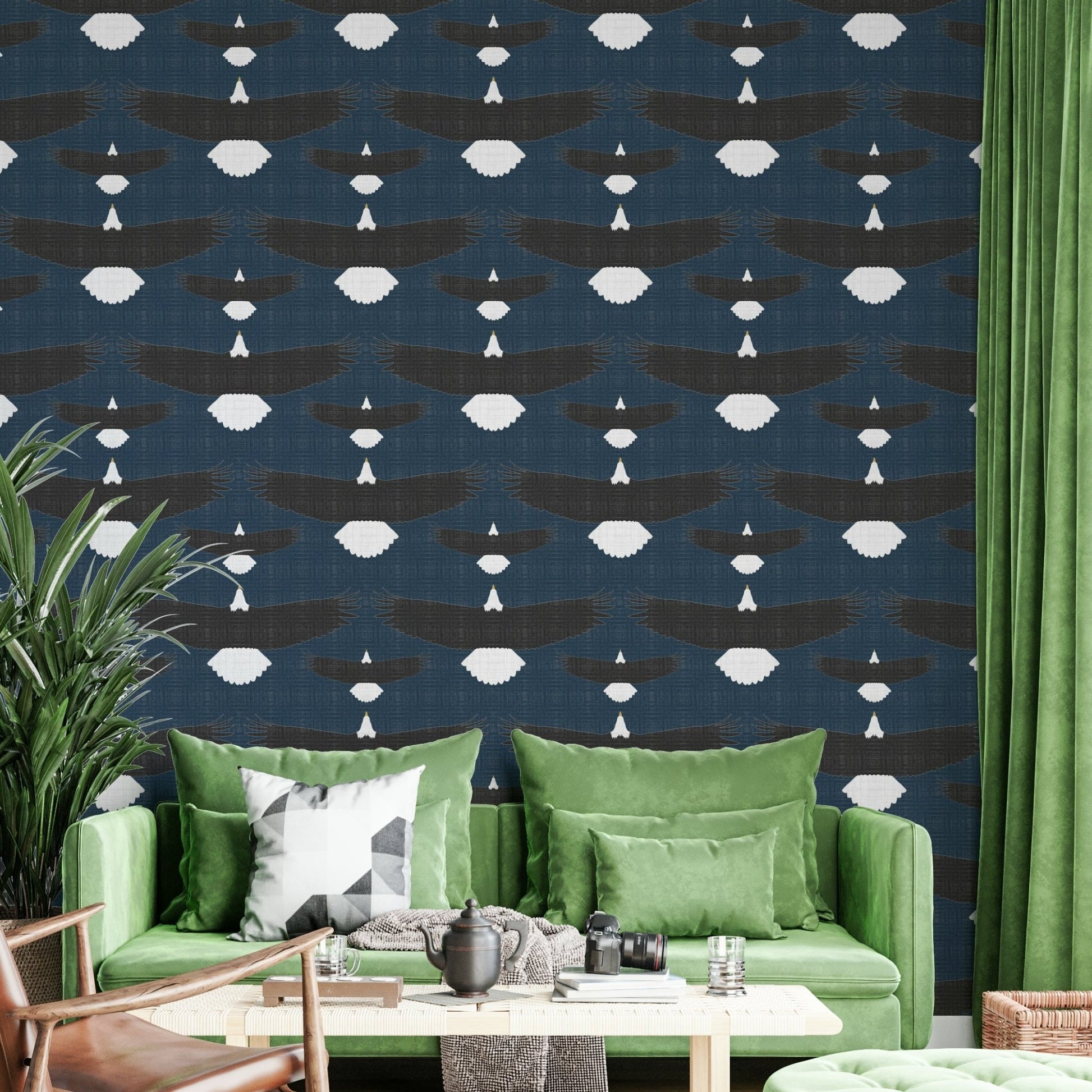 Textured deep blue wall mural
