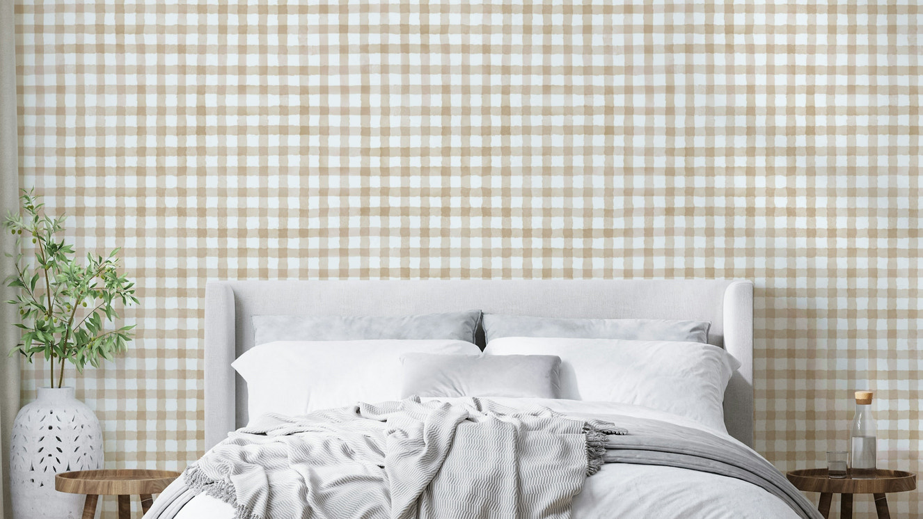 Watercolor gingham pattern for rustic interiors
