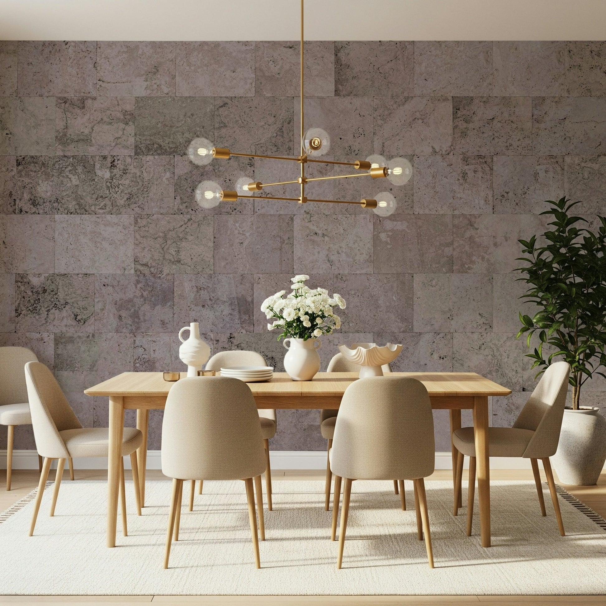 Minimalist decor with Rustic Block wall mural.