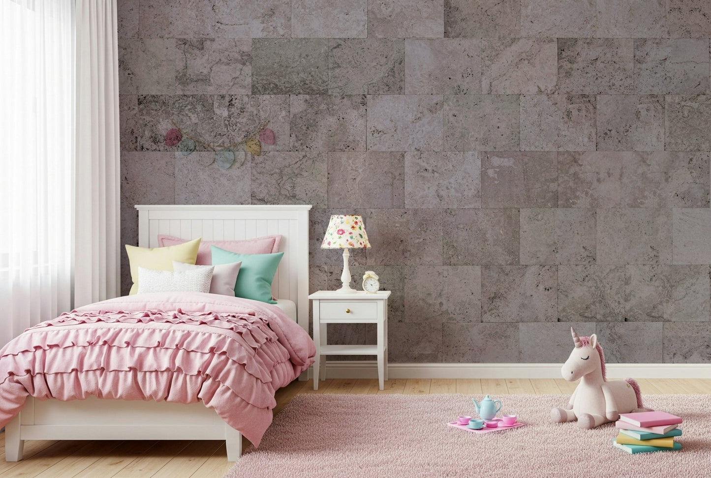 Close-up of gray tones in the block mural.