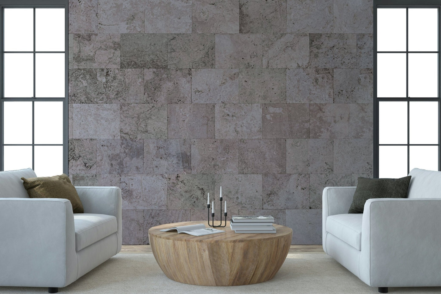 Dining room featuring Rustic Block Wall Mural.
