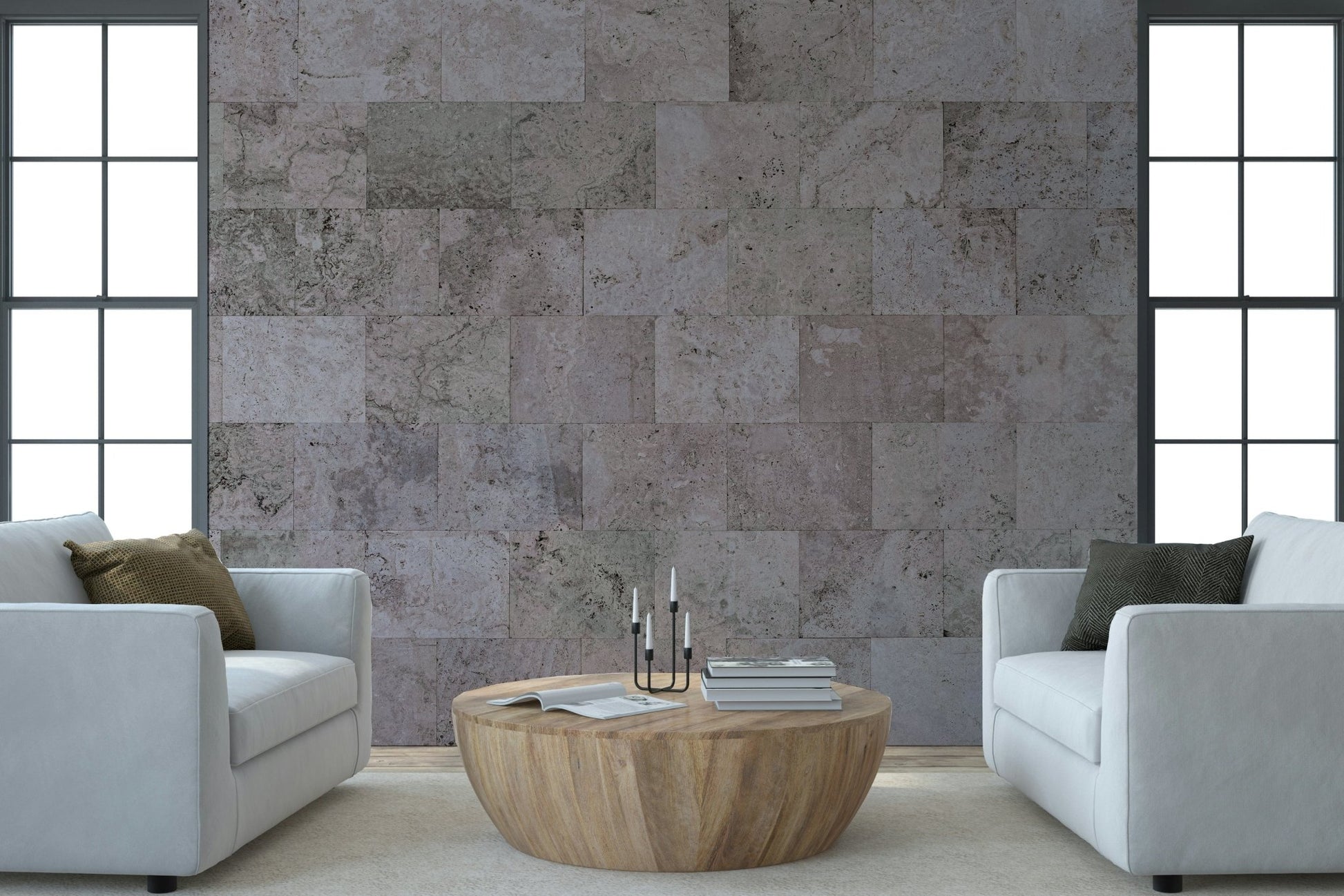 Dining room featuring Rustic Block Wall Mural.