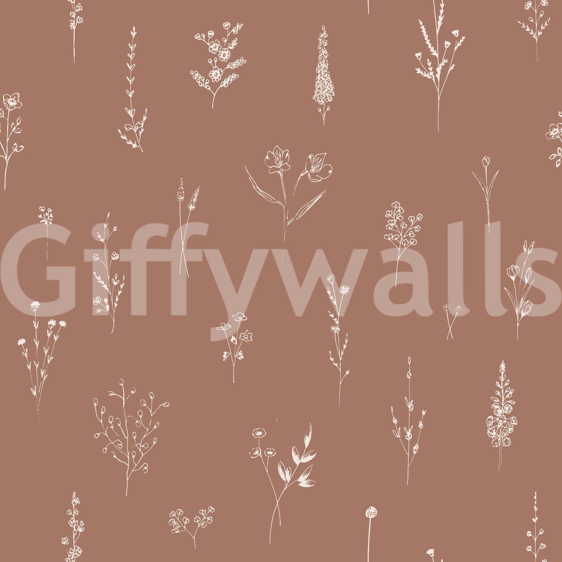 Contemporary room styled with the Rustic Bloom Sketch Wallpaper.