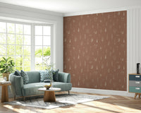 Rhythmic abstract plant pattern on Rustic Bloom Sketch Wallpaper.