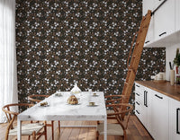 This floral Wallpaper combines Rustic Bloom styling with soft white blossoms, GD8806