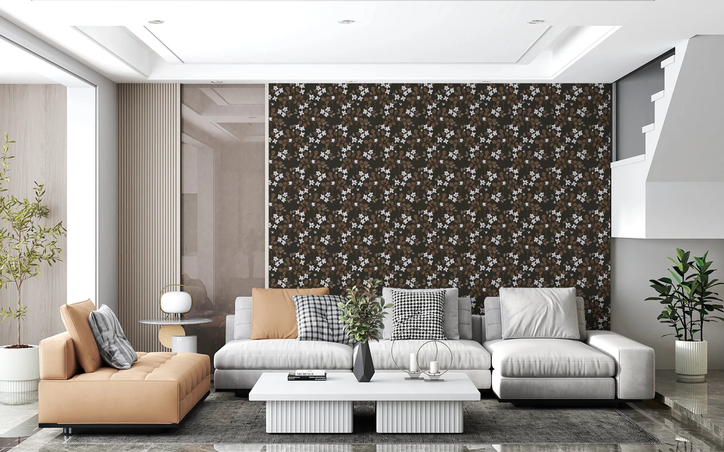 Hand-painted blooms bring texture to Rustic Bloom Wallpaper in a neat repeat, GD8806