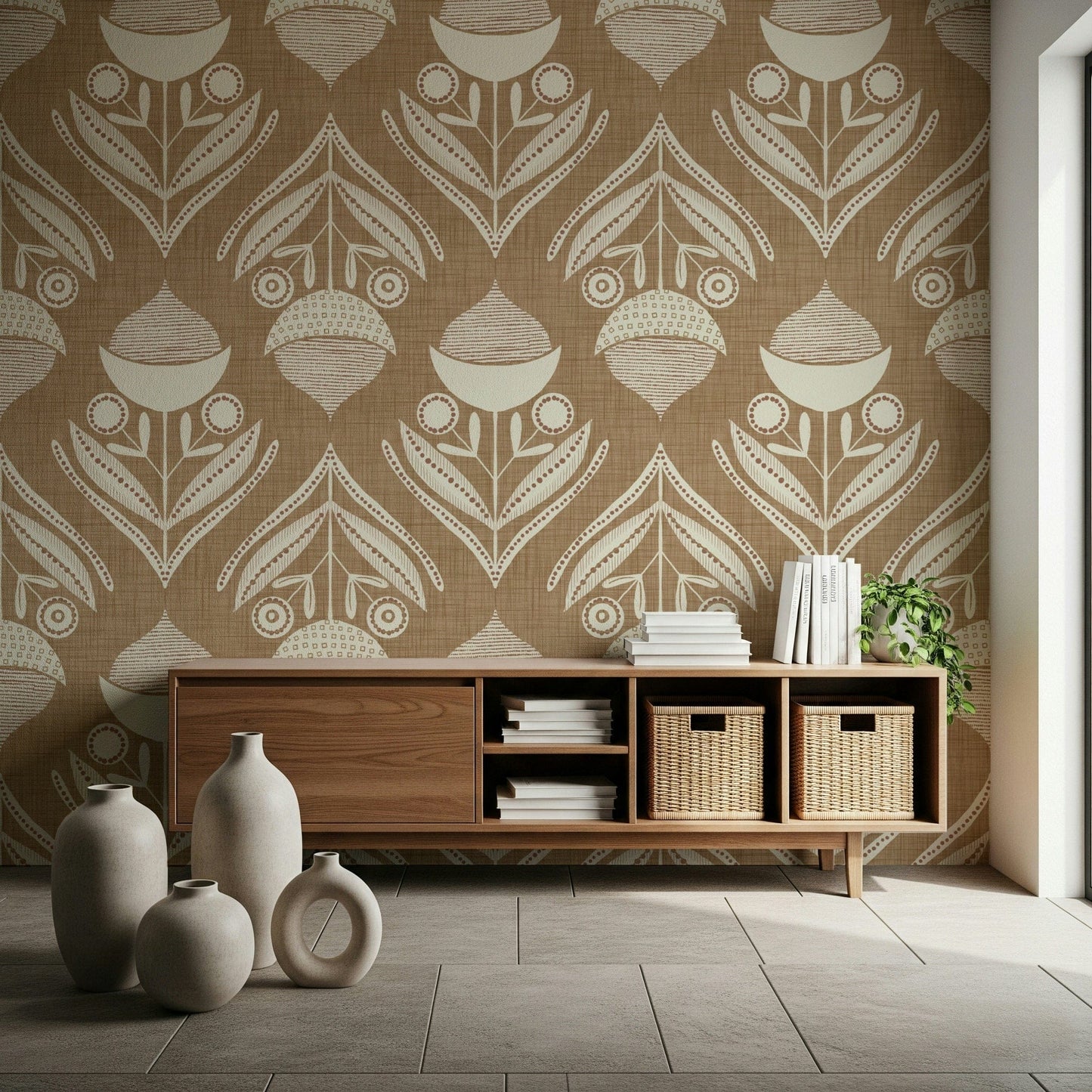 Charming Rustic Bloom Wallpaper as a beautiful wall covering.