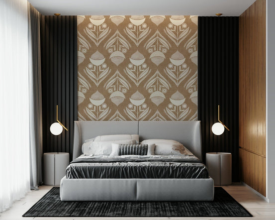 Rustic Bloom Wallpaper with an odd, folkloric pattern design., GD6599