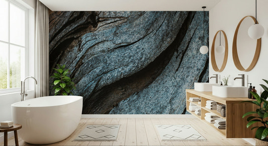 Rustic Blue Wood mural texture detail in natural daylight.