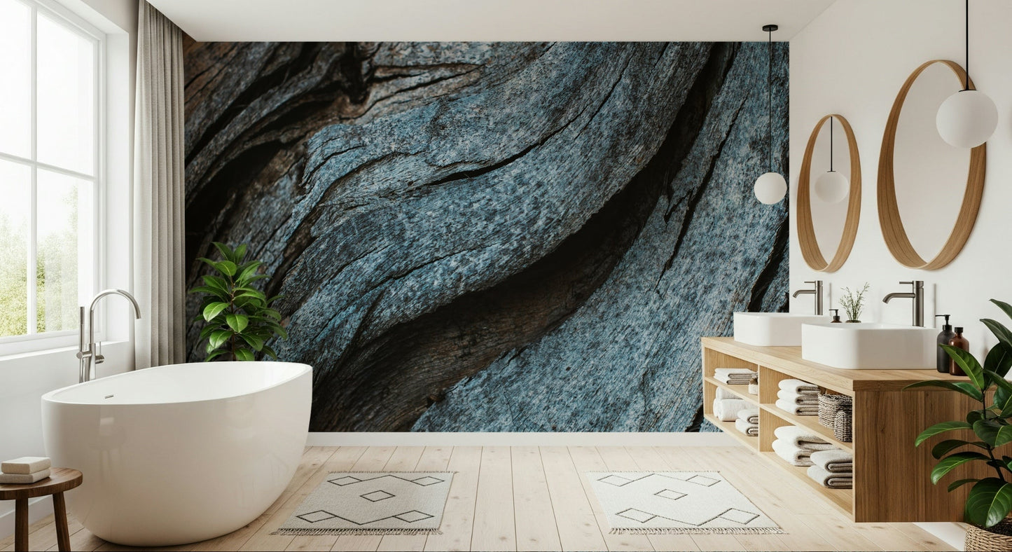 Rustic Blue Wood mural texture detail in natural daylight.