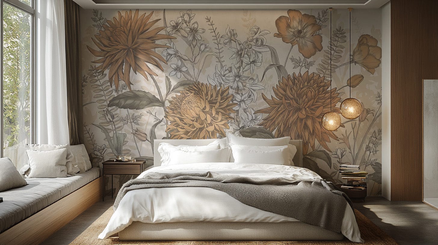Rustic Botanical Artistry Wallpaper Mural, C305