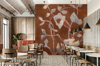 Wall mural featuring warm botanical designs


