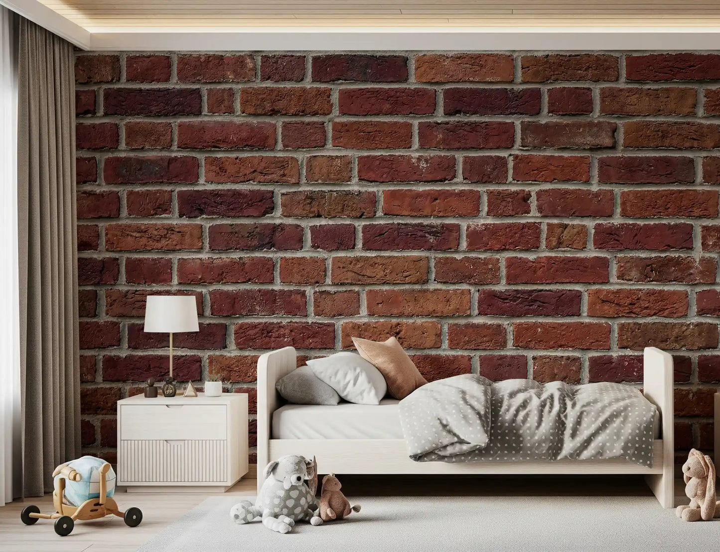 Rustic Brick Texture Wall Mural with realistic red brick surface detail