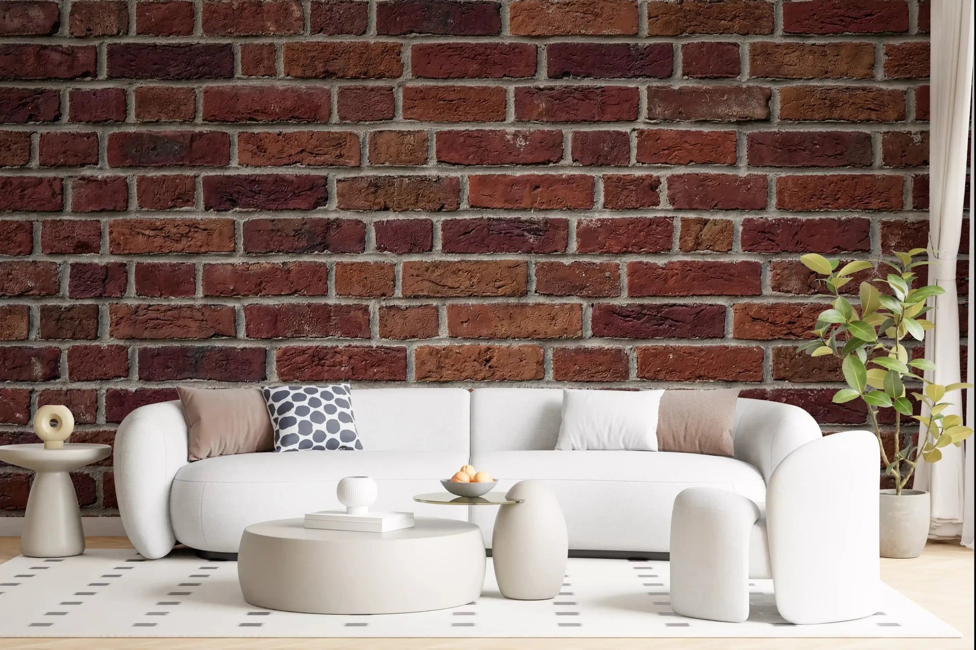 Hallway styled with Rustic Brick Texture Wall Mural and classic mortar lines