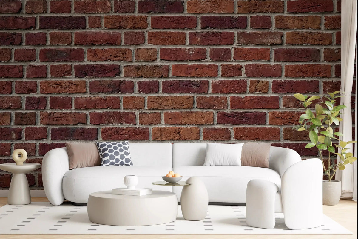 Hallway styled with Rustic Brick Texture Wall Mural and classic mortar lines, GD9435