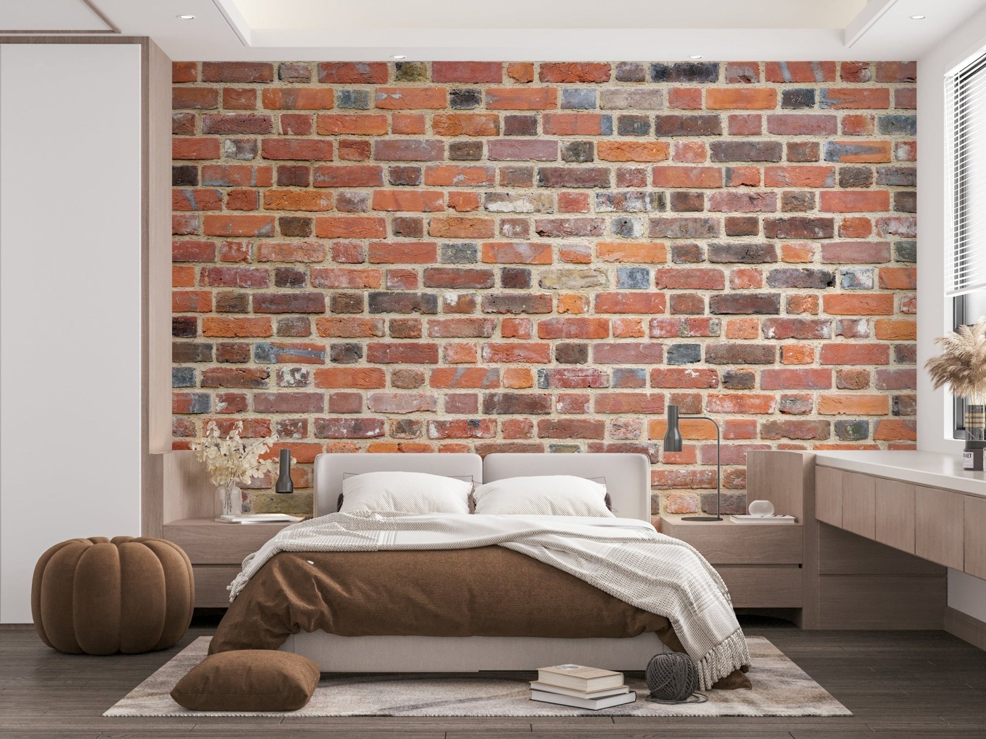 Warm rustic brick wall mural for cozy spaces, GD1852