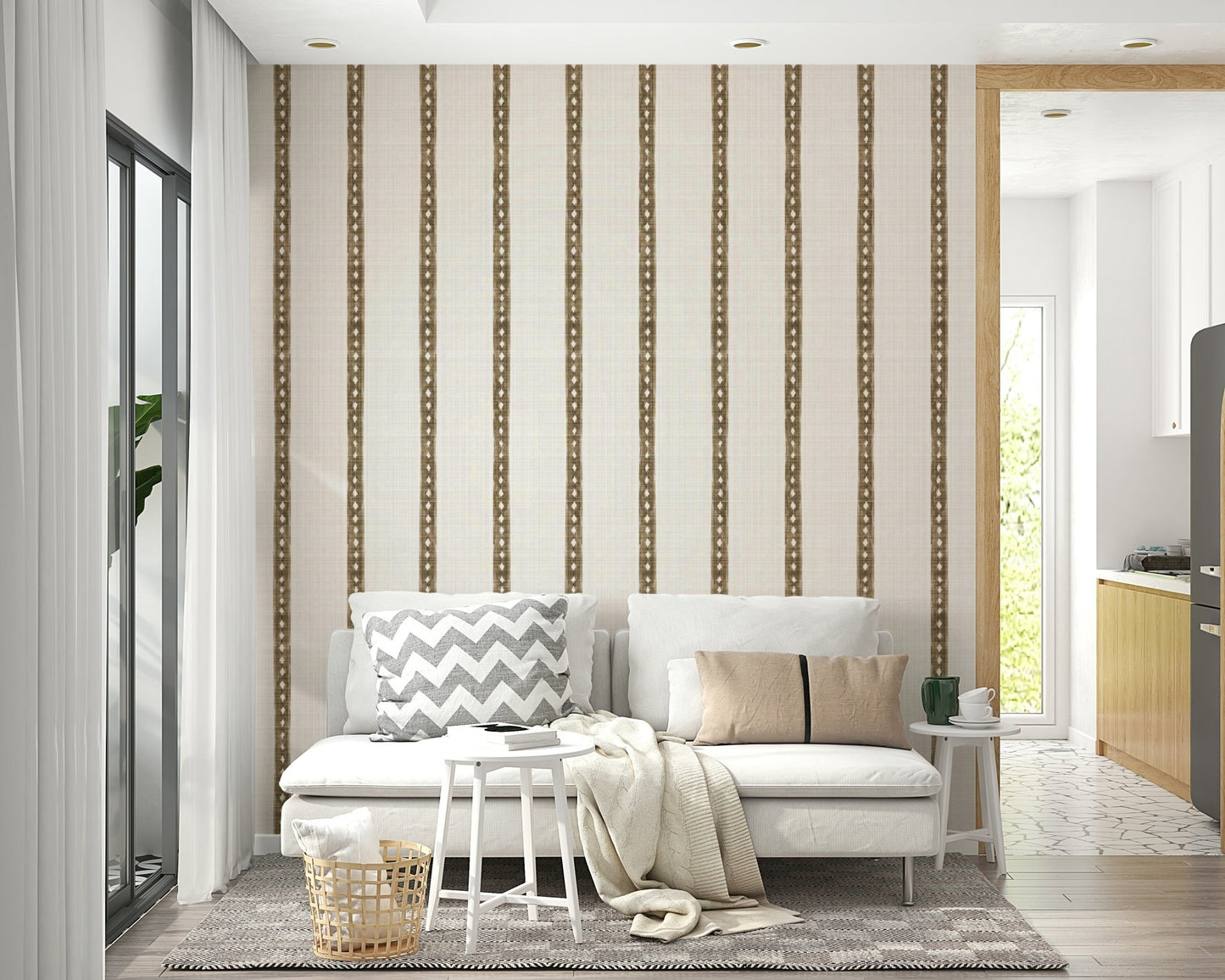 Natural wood-toned stripes wallpaper for walls

