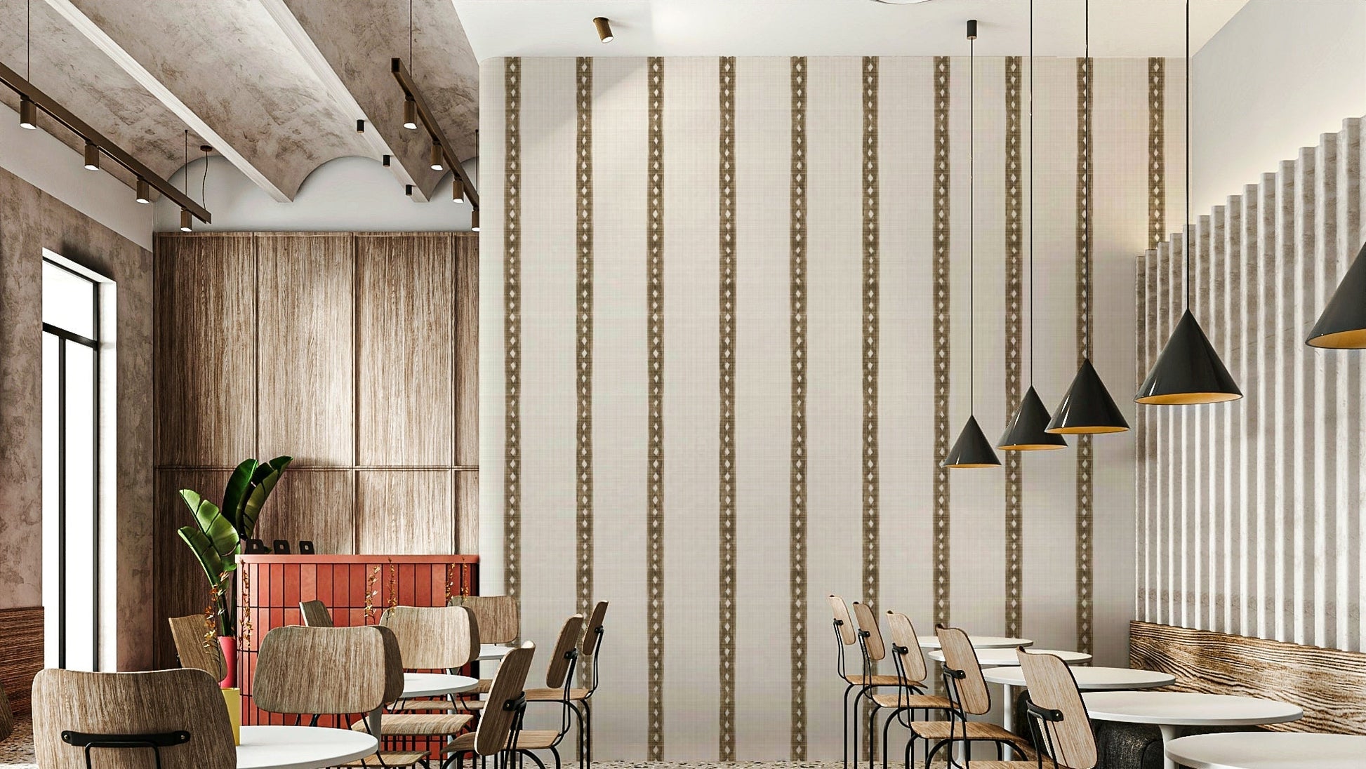 Rustic Brown Stripes Wallpaper with natural tones

