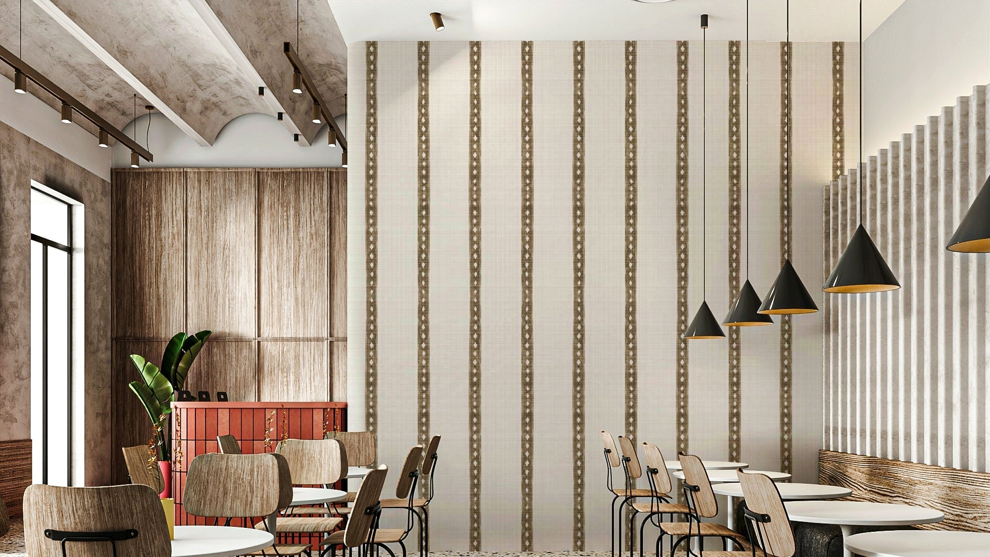 Rustic Brown Stripes Wallpaper with natural tones, GD934