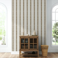 Warm-toned stripe wallpaper for hallway decor


