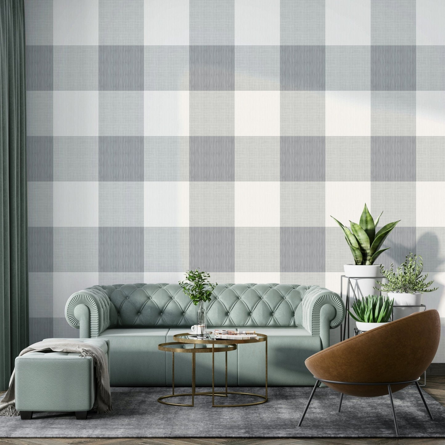 Gray plaid mural GD695
