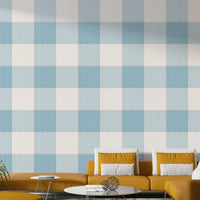 Soft blue plaid mural design

