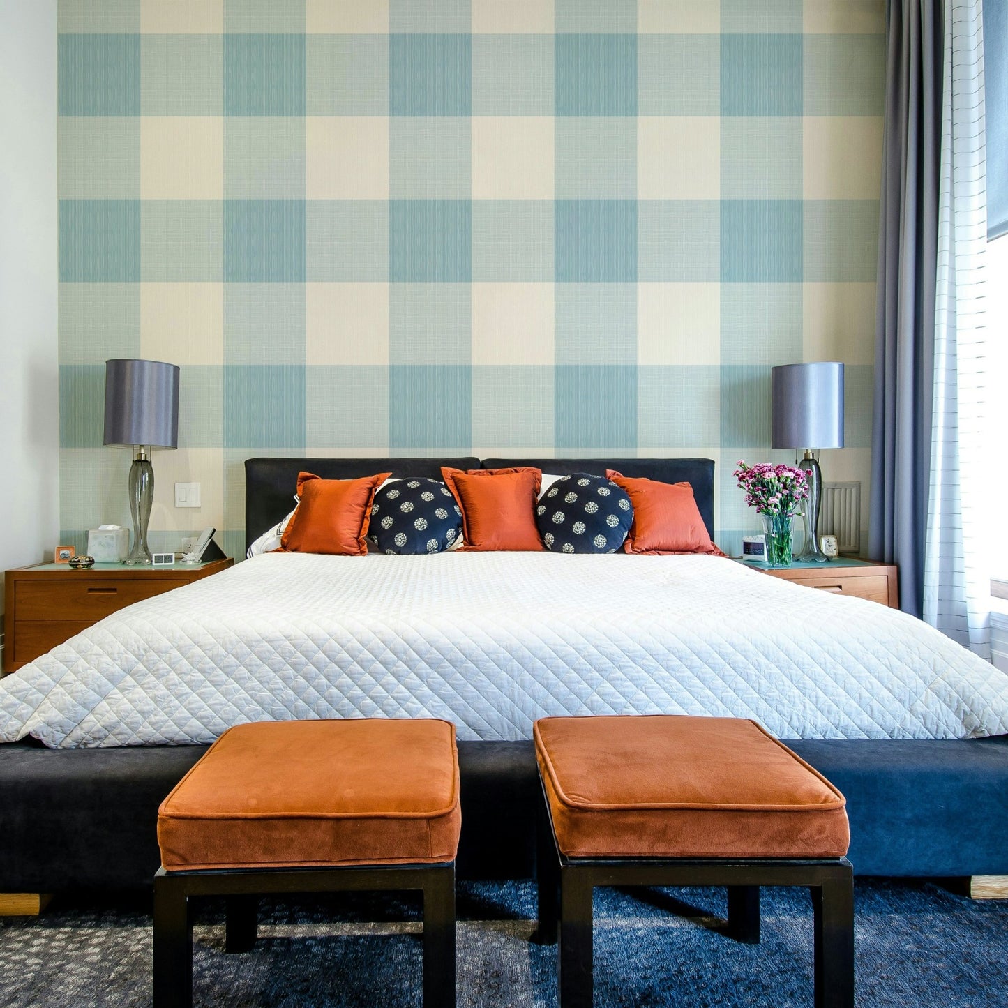 Light blue plaid mural
