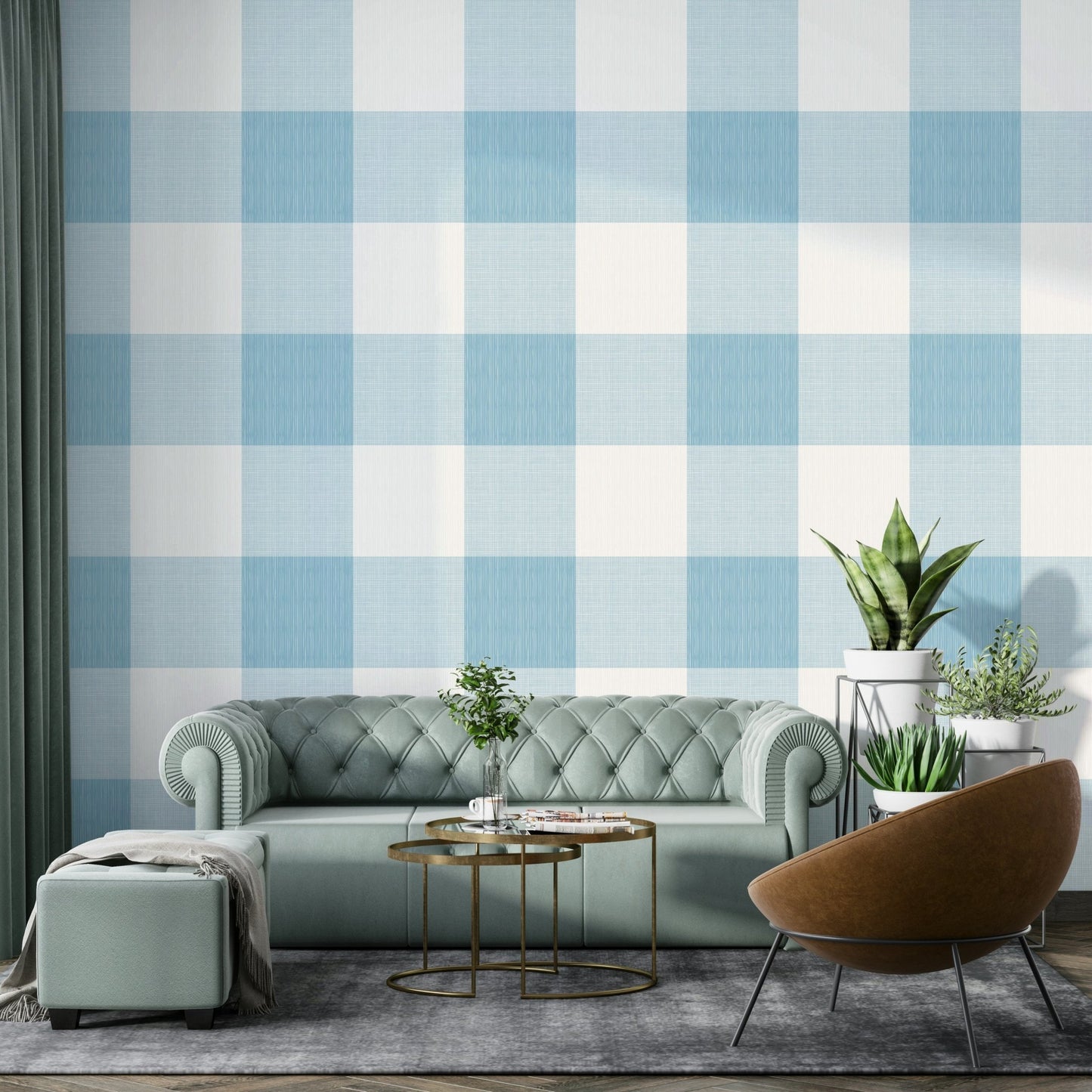 Grid and stripe wallpaper mural

