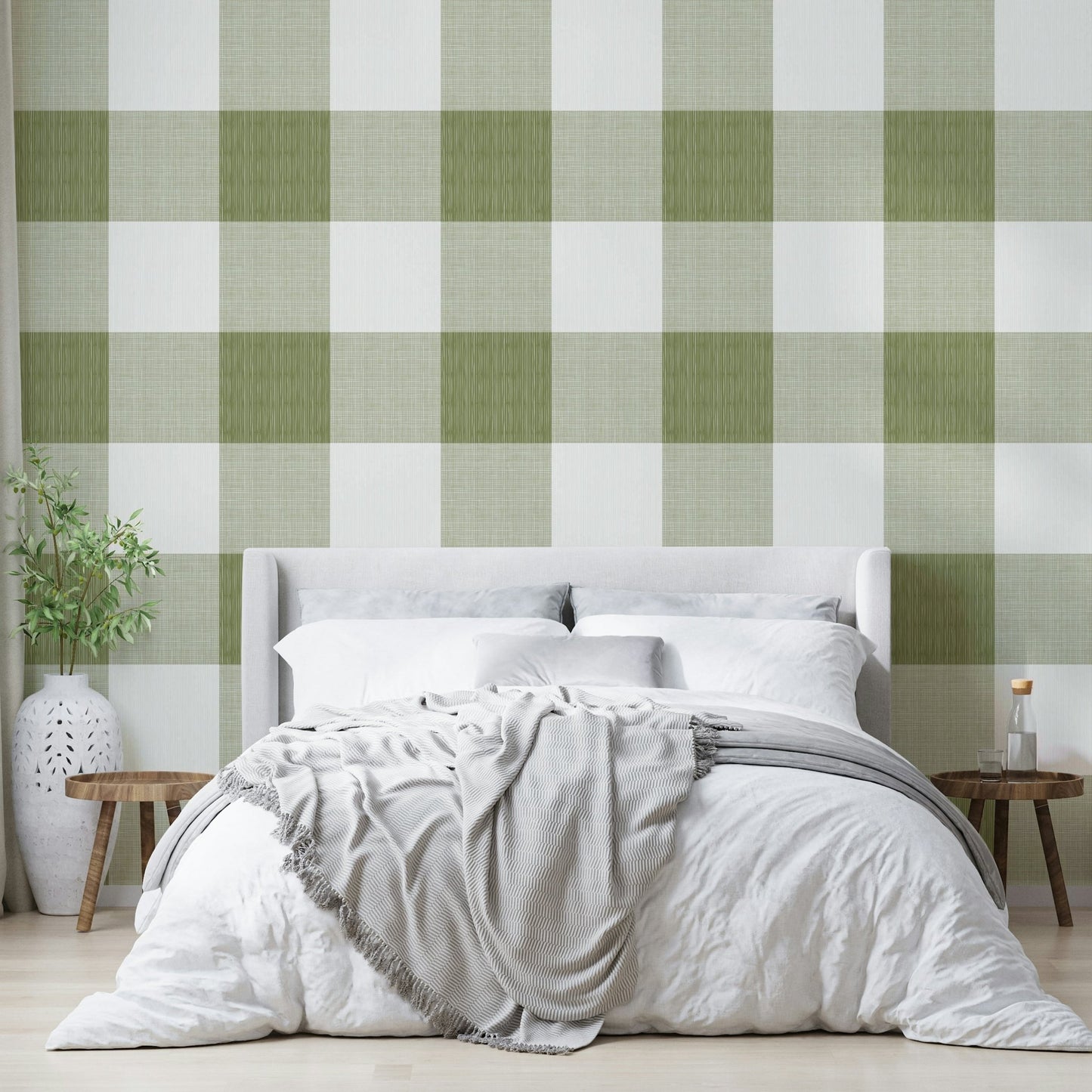 Cream and green wall mural design GD696
