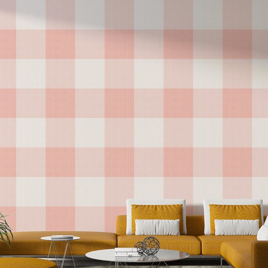 Grid and stripe wallpaper mural
