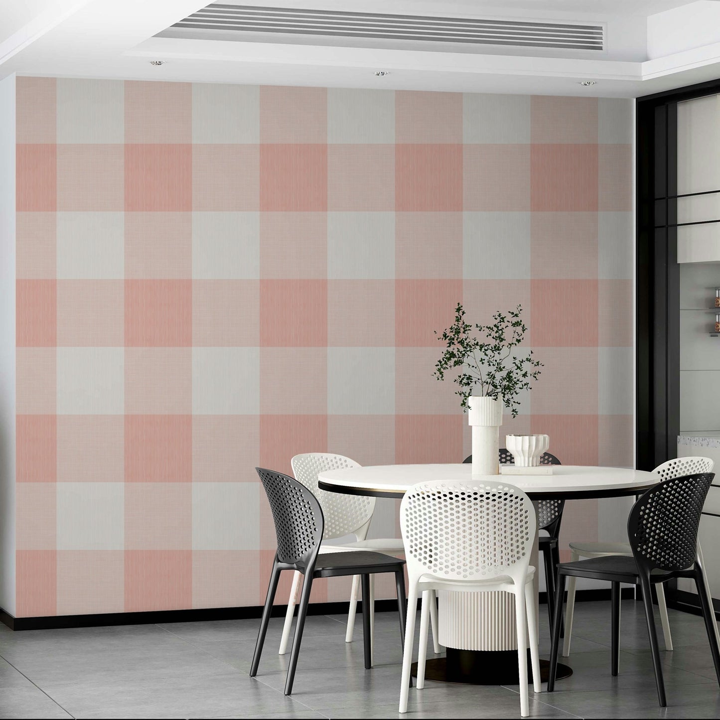 Cream and pink wall mural design
