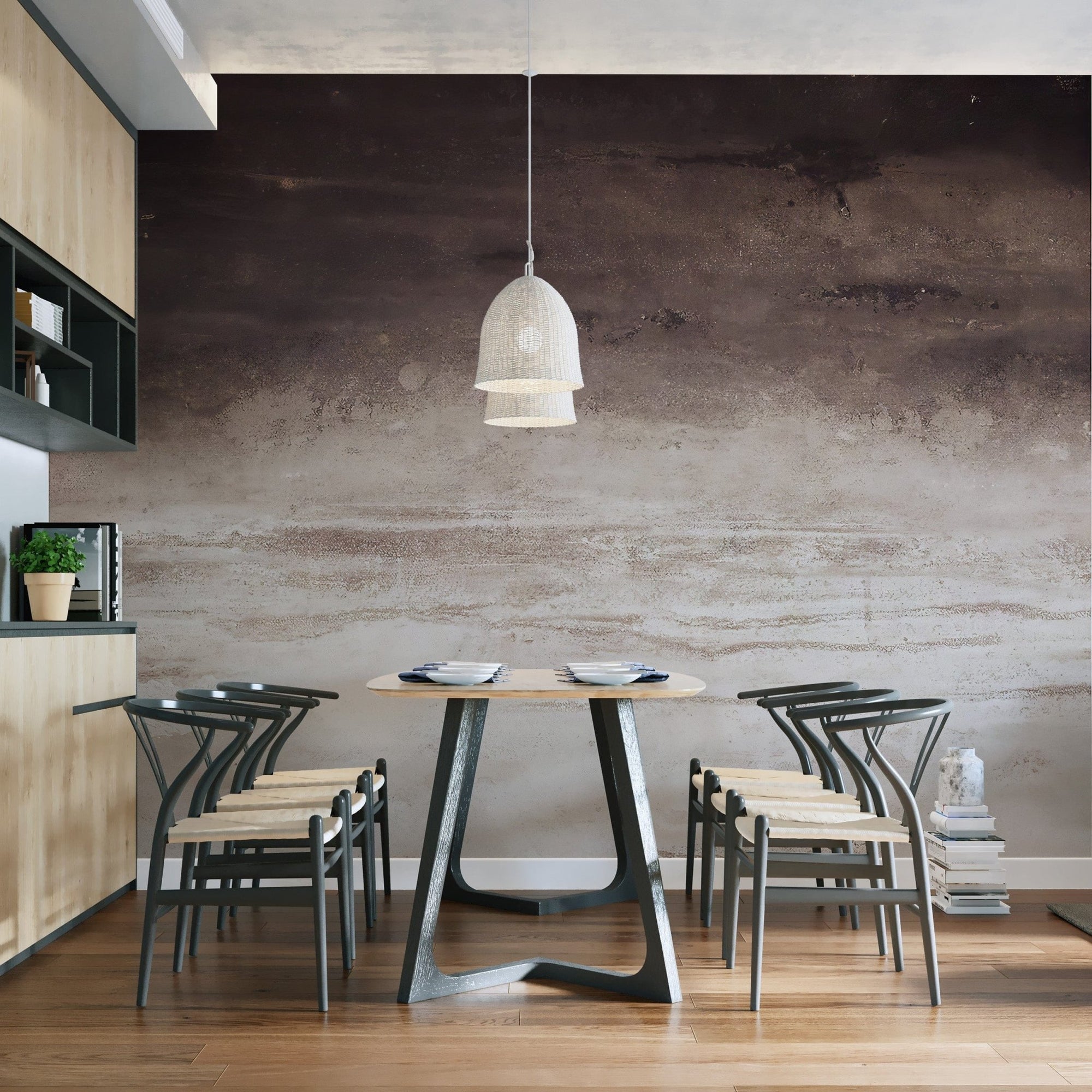 Earthy tones rustic dining mural design, C333