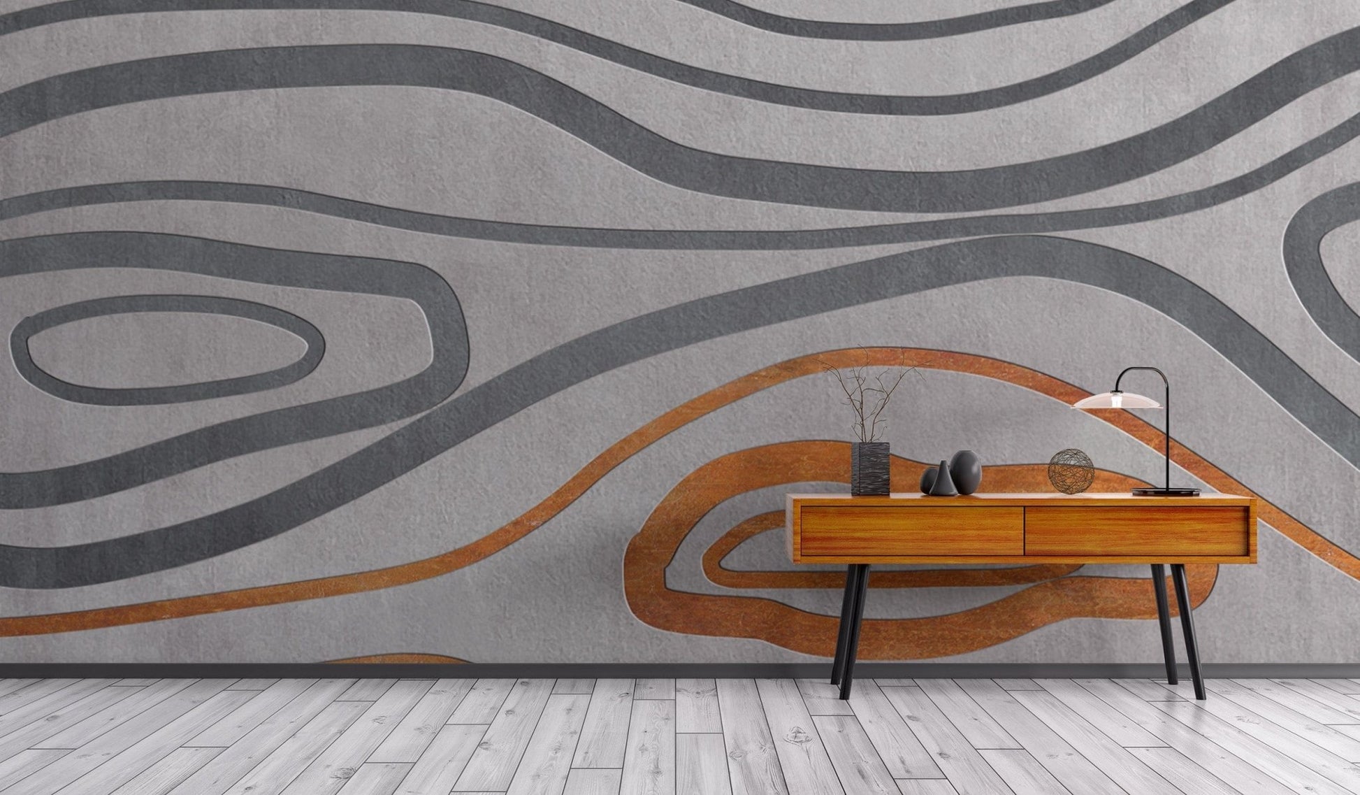 Rustic contour lines abstract wallpaper
