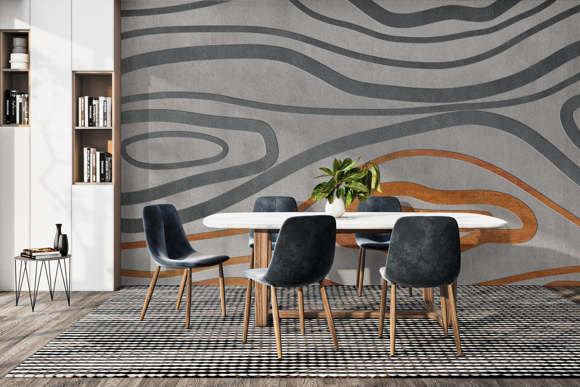 Abstract rust and grey wall mural
