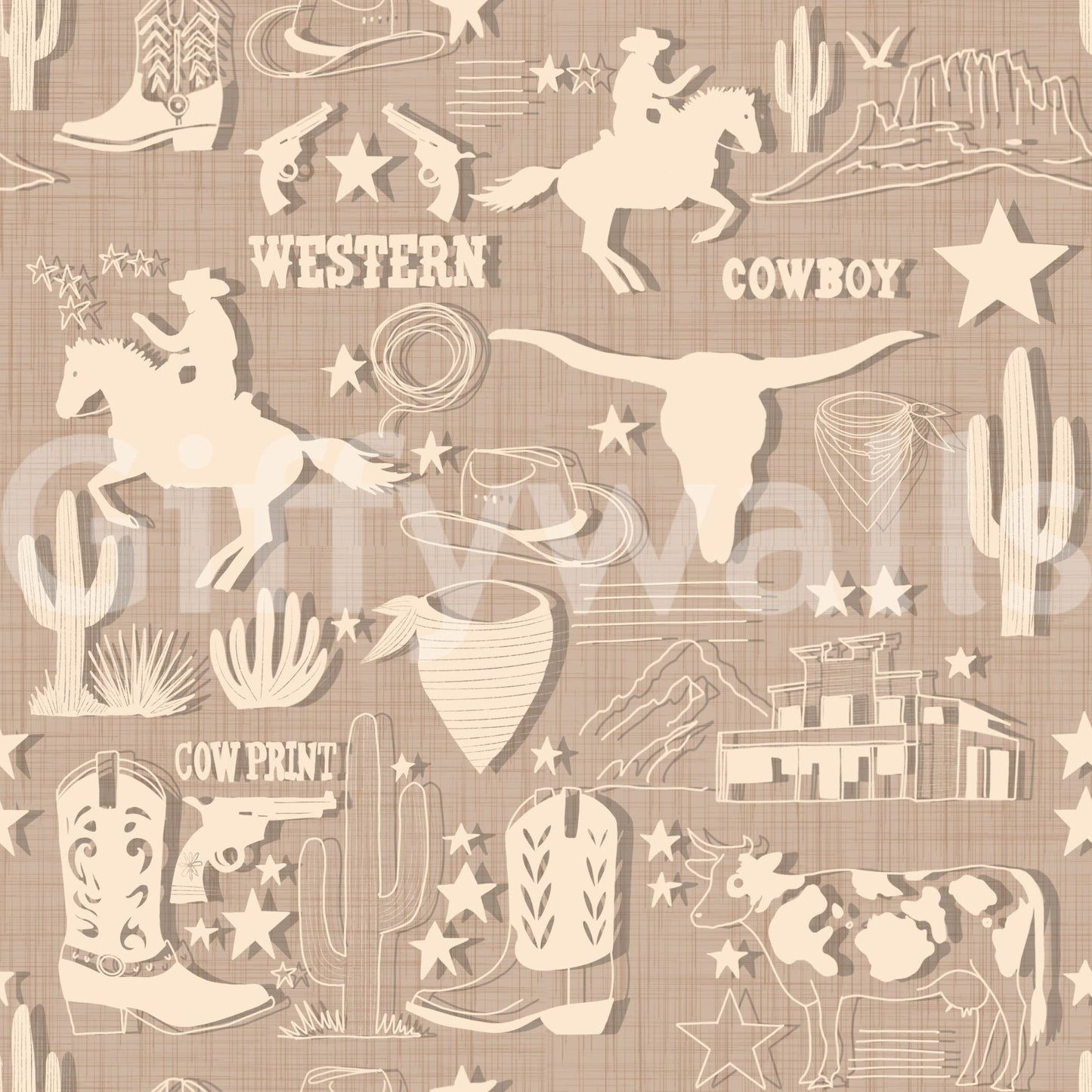 Contemporary room styled with the Rustic Cowboy Dream Wallpaper.