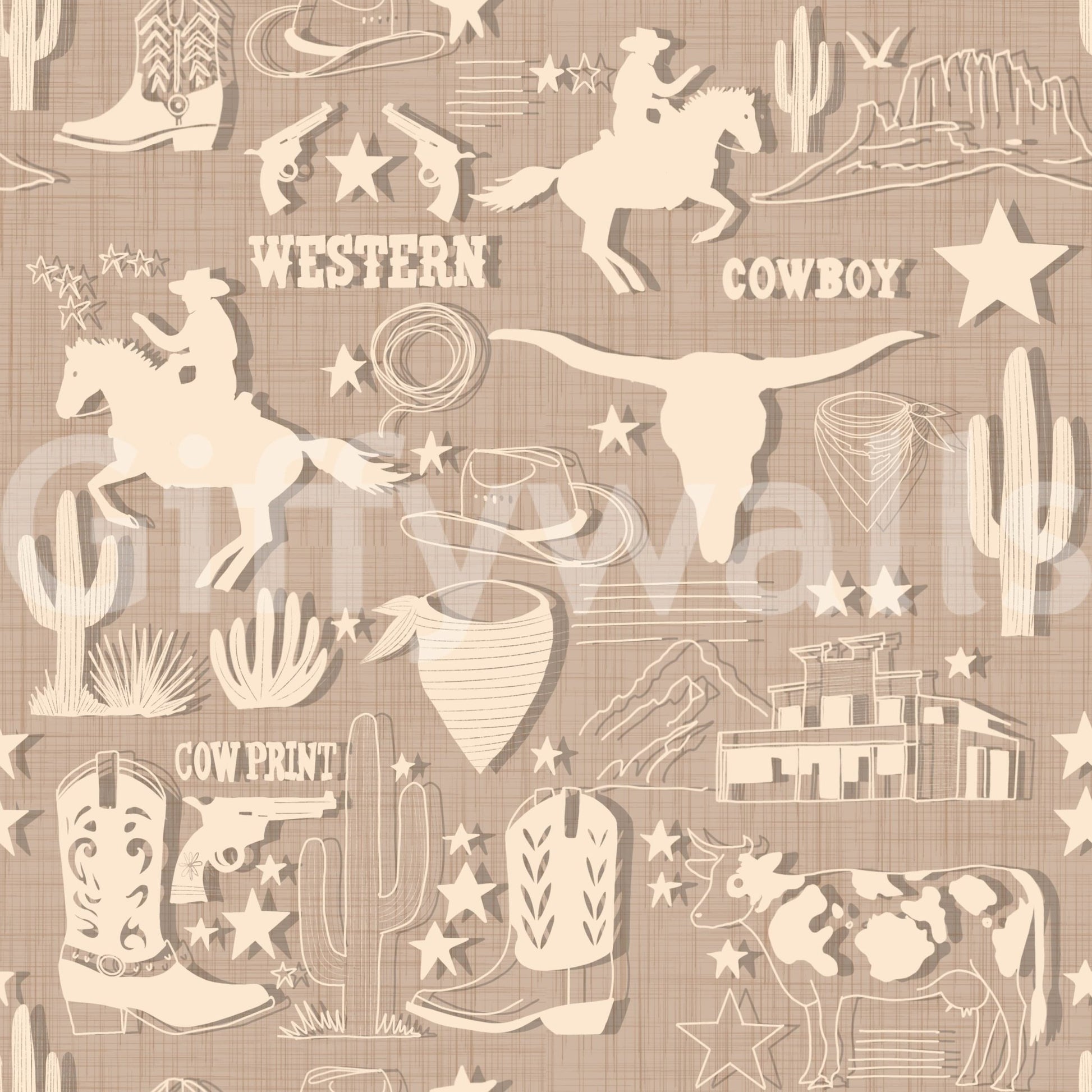 Contemporary room styled with the Rustic Cowboy Dream Wallpaper.