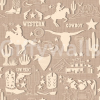 Contemporary room styled with the Rustic Cowboy Dream Wallpaper.